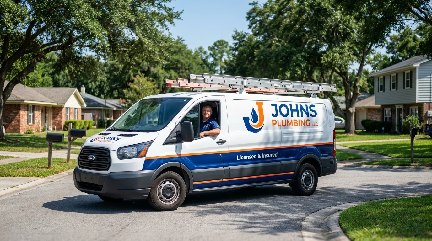Johns Plumbing LLC service van in Greenwood, SC