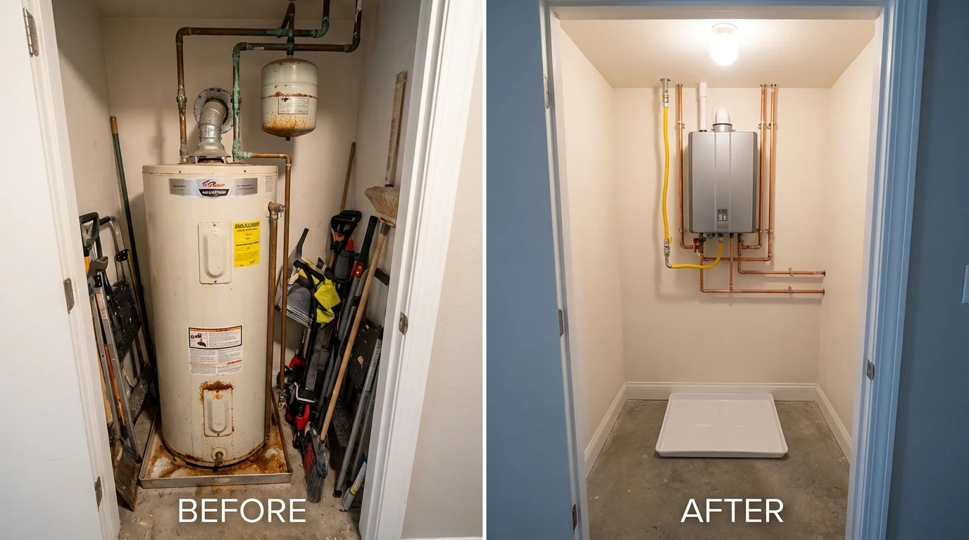 Tank water heater versus wall-mounted tankless unit comparison for Greenwood, SC homeowners
